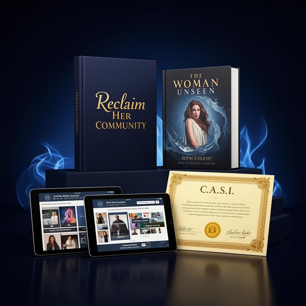 Premium 3D offer stack with course box, book, tablets and certificate